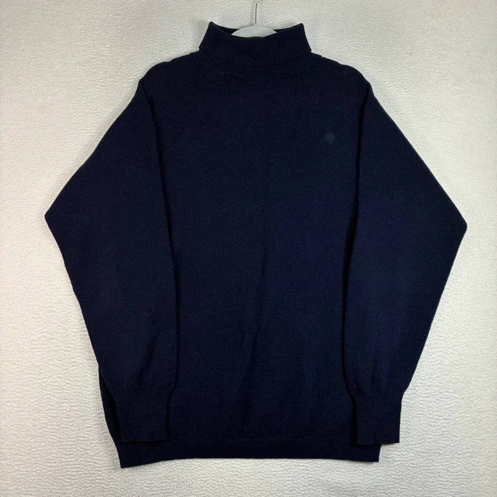 Vintage Coxmoore Lambswool Turtleneck Sweater Men XL Blue England Beegle 80s